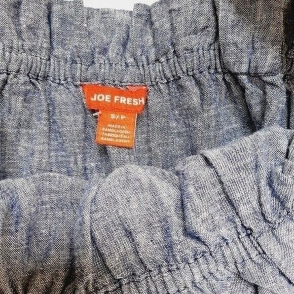 JOE FRESH Off Shoulder Short Sleeve Chambray Blue Top Sz S - Picture 7 of 13